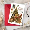 Cartão de Boas Festas de Natal com Ovelhinha Fofa e Árvore de Natal, com Envelope, Mensagem de Bênção para o Feriado, Convite, Cartão de Cumprimentos para Presente