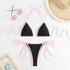 Nuevo Traje de Baño de Dos Piezas de Venta Caliente Europeo y Americano Traje de Baño Bikini Sexy de Tres Puntos con Combinación de Colores Transfronterizo Transfronterizo