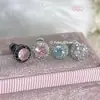 Aretes de Hueso de Oreja de Zirconia Brillante con Tornillo, Tachuelas Cochleares de Fondo Plano para Mujer, Estilo Dulce y Fresco, Estilo Ins de Celebridad de Internet, Pendientes de Acero de Titanio