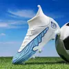 Chuteiras de futebol transfronteiriças para homens e mulheres, cano alto AG com travas longas, travas TF, tênis para competição e treino de futebol em campus estudantil, malha antiderrapante