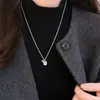 Colar Cubo de Açúcar Escovado para Mulheres, Design de Nicho da Moda de Luxo Leve, Temperamento Único, Pingente Estilo Chinês, Corrente para Clavícula Atacado