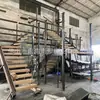 Escaleras Personalizadas Transfronterizas de Doble Uso Comercial y Residencial Escalón de Roble Rojo Importado Barandilla de Cristal Escaleras Flotantes Quilla Oculta