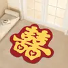 Alfombra Roja Festiva para Bodas Habitación de Boda Cachemira Artificial Engrosada Alfombrilla Resistente a la Suciedad Antideslizante Felpudo para Puerta Alfombrilla de Suelo Manta para Mesita de Noche de Dormitorio