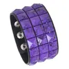 Pulsera de Cuero Punk Cuadrada Multicolores de Venta Caliente Transfronteriza, Accesorios Personalizados para Manillar de Bicicleta, Pulsera Ancha de PU para Hombre