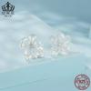 Pendientes Evelle con pequeñas flores frescas y transparentes, en plata de ley 925 bañada en platino, estilo Joker, venta al por mayor para mujer.