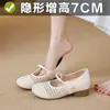 2026 Nuevos Zapatos Tejidos Huecos de Moda para Mujer Verano Exterior Aumento de Altura Interior Una Correa Mary Jane Zapatos Individuales para Mujer En Stock