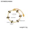 Moda transfronteriza nuevo collar pulsera tobillera con cuentas de vidrio geométricas chapado en acero de titanio oro de 18 quilates traje de joyería INS