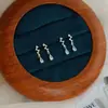 Pendientes Sencillos Estilo Coreano Mini Largos con Colgante de Cielo Estrellado Gota de Agua para Mujer Pendientes Franceses de Diamante Roto Zirconia Gota de Agua para Mujer