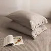 Funda de almohada individual de algodón puro, color liso, mezcla de algodón y lino, 48X74, funda de almohada, funda de almohada de algodón puro estilo botón