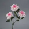 Flor Artificial Rosa para Casamento 3 Cabeças Rosa Diamante Flor para Guia de Caminho de Casamento Decoração de Parede de Flores Arranjo de Flores de Seda Flor de Plástico Lote