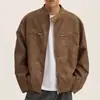 Chaqueta de Cuero para Motocicleta Callejera Americana Hombres y Mujeres Otoño Nuevo 2024 Atractiva Holgada Casual Cuello Chaqueta