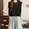 Camiseta sin mangas de color sólido estilo europeo y americano para comercio exterior, para mujer, verano, holgada, estilo coreano, top corto con chaleco de cadena