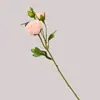 Simulación Flor de Loto con Rocío de Tres Cabezas Flor Artificial Flor de Seda Decoración para el Hogar Decoración Flor de Boda Decoración para Sala de Estar Flor Artificial