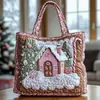 2026 Nuevo Bolso Tote Acolchado Bordado de Moda Navideño Estampado Digital Transfronterizo Bolso de Algodón Casual para el Trabajo