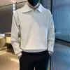 Casaco de malha masculino moderno novo outono e inverno gola lapela design masculino gola V casual manga longa camisa