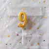 Velas de Número Fabricante Direto Fornecimento Atacado Velas para Bolo de Aniversário Decoração de Confeitaria Bebê de Um Ano Velas Criativas de Número Dourado