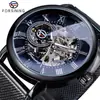 Servicio de Dropshipping para Reloj Mecánico Manual de Malla Hueca Dorada de Moda Casual para Hombre Forsining
