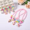 Conjunto de Joias Infantis Unicórnio Estilo Coreano Transfronteiriço Colar com Corrente de Pérolas e Pingente de Acrílico para Meninas