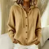 Cárdigan con capucha de punto abotonado europeo y americano 2026, nuevo suéter de moda casual de color liso transfronterizo para mujer de otoño e invierno