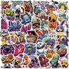 50 Pegatinas de Graffiti Callejero Transfronterizas para Decorar Cuadernos DIY, Fundas de Teléfono Móvil, Cascos, Maletas, Notas, Pegatinas Impermeables