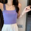 Internet Celebridade Mesmo Estilo Cor Sólida Sling Verão Novas Roupas Femininas BM Estilo Listra Preta e Branca Cor-combinando Alça de Ombro Tricotado Pequeno Colete
