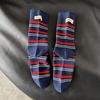 Calcetines Finos a Rayas de Media Pantorrilla, Calcetines de Algodón para Otoño con Etiqueta de Tela en el Talón, Ropa Casual de Primavera y Otoño, Calcetines de Algodón Sin Costuras, Calcetines Holgados Versátiles