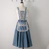 Nuevo Vestido de Princesa Encaje Delantal Largo Florería Cafetería Vestido Étnico Ropa de Trabajo Larga