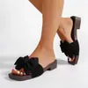 Novedad de Verano, Pantuflas para Mujer con Lazo, Punta Cuadrada, Tacón Medio, Antideslizantes, Cómodas, Modernas, Pantuflas de Una Tira, Tallas 36-42