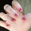 Manicura Uñas Portátiles Ins Blanqueamiento Avanzado Francés Estudiante Parche de Manicura Portátil Uña Postiza de Longitud Media Producto Terminado