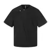 Camiseta de Manga Corta de Color Sólido de Marca de Moda para Hombre, Estilo Casual Holgado con Diseño Único de Cuello Diagonal, Camisa de Media Manga con Cuello en V, Estilo Americano de Verano