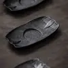 Porta-copos Antigos de Lata, Bandejas de Chá de Alta Qualidade, Tapetes de Chá, Textura Martelada Feita à Mão, Metal de Lata Antigo, Antiderrapante, Acessórios para Cerimônia do Chá Japonesa