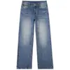 Jeans Retro Azules con Pliegues de Onda de Agua de Tiro Bajo para Mujer, Novedad Principios de Otoño 2026 Ajustados Versátiles Vintage de Pierna Recta
