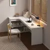 Escritorio de esquina para uso doméstico en el dormitorio, escritorio de estudio para espacios pequeños, escritorio de computadora con compartimentos de almacenamiento, escritorio de oficina simple y moderno para escribir