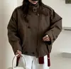 Trench coat curto cáqui para mulheres petite, primavera e outono 2026 novo estilo coreano jaqueta casual de alta qualidade com gola alta