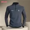 Roupas de Treino Masculinas Americanas de Secagem Rápida com Manga Longa e Zíper Meio, Tops de Corrida, Camisetas Esportivas, Roupas de Ciclismo e Fitness de Primavera