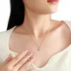 Collar de Plata de Ley S925 con Moissanita para Mujer Colgante Burbuja Redondo Engastado en Bisel Cadena Sencilla para Clavícula Stock de Fábrica Accesorios para Transmisión en Vivo