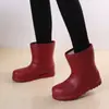 Botas de Nieve Estilo Nuevo Eva Slip-On Forradas de Lana Impermeables Cálidas para la Nieve Botas de Cocina Engrosadas de Invierno Antideslizantes Zapatos de Algodón Botas de Lluvia Y