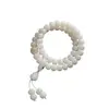 Pulseira de Raiz de Bodhi de Jade Branco, Contas Budistas de Mão com Duplo Círculo do Zodíaco Chinês, Estilo Chinês Simples, Pulseira de Joias Culturais Unissex