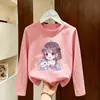 Camiseta de Algodão Puro para Meninas Primavera e Outono, Blusa Básica Elegante de Manga Longa para Crianças Mais Velhas, Coleção Primavera e Outono 2026