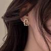 Aretes de Amor con Muesca Semicircular de Diamantes Completos Pin s925 Aretes Simples de Estilo Frío para Mujer Aretes de Corazón de Durazno Aretes para Mujer