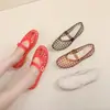 Zapatos de Cristal Coreanos para Mujer, Sandalias de Encaje Estilo Francés, Zapatos Planos Huecos de Corte Cuadrado, Zapatos sin Cordones Planos Transpirables