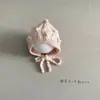 Chapéu de Crochê Coreano para Bebê Menina Outono e Inverno Fofo Orelha de Princesa Proteção Auricular Chapéu Quente de Lã Proteção Auricular à Prova de Vento para Exterior