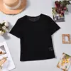 12042 Nuevo Producto Transfronterizo Europeo y Americano Ajuste Delgado Malla de Alta Elasticidad Terciopelo Sexy Corto de Manga Corta Camiseta Ropa de Mujer