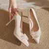 Sapatos de salto alto plataforma impermeáveis com brilho na cor champanhe, estilo francês, com sola grossa, sapatos de casamento confortáveis, scarpins de bico fino e salto agulha para mulheres