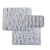 Molde de Silicone para Chaveiro Pingente de Letras Inglesas Maiúsculas e Minúsculas e Números com Superfície de Espelho de Resina de Cristal DIY Papoula