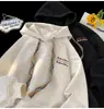 Moletom Masculino com Capuz Primavera e Outono Estilo Ins de Hong Kong Solto Moderno Estampa de Letras de Marca Versátil Jaqueta Modelo Novo 2025