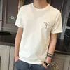 Lx Coqueiro Verão 2023 Bordado Ins Manga Curta Marca Tendência Masculina Manga Meia-Manga Camiseta Branca Camiseta Estilo Hong Kong