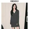 Vestido Longo Tricô Cor Color Block Cinza Ajustado com Renda Pura Splicing Decote V Peça de Baixo Curta Justa ao Corpo para Mulheres