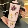 50 Pegatinas Transparentes de Plantas Secas, Pegatinas Decorativas Impermeables de Flores Secas Hechas a Mano Estilo Bosque Vintage para Mascotas