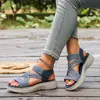 Comercio Exterior Europeo y Americano Tallas Grandes Otoño 2026 Nuevas Sandalias de Suela Gruesa para Mujer Velcro Tejidas Cómodas Transpirables Zapatos Casuales para Mujer